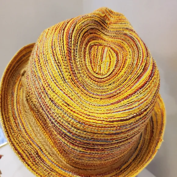 Yellow Woven Fedora Hat - Picture 2 of 7